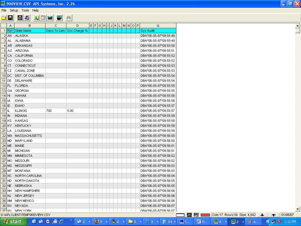 APLVIEWER Data Grid